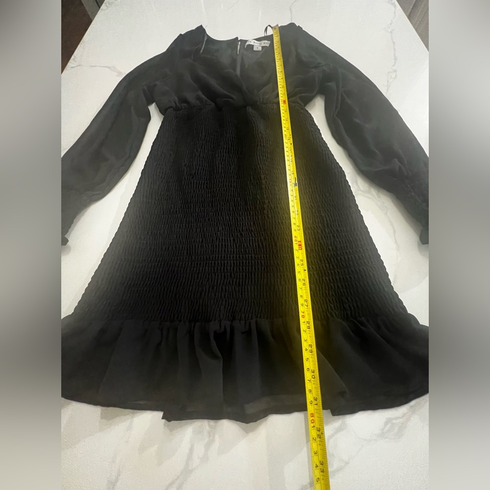 Hyfve Women’s Black Sheer Sleeve Fitted Smocked Dress  great condition S - Picture 10 of 10